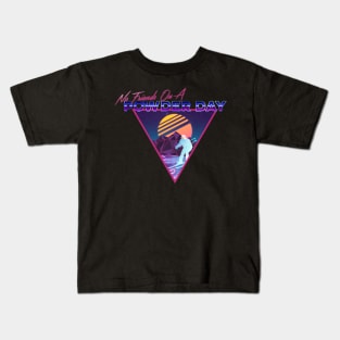 Retro Vaporwave Ski Mountain | No Friends On A Powder Day | Shirts, Stickers, and More! Kids T-Shirt